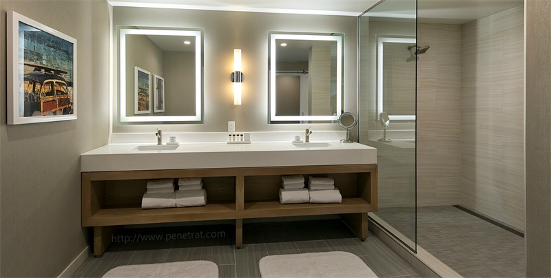 Hotel Bathroom Vanity & Backlit Mirror